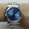 Silver case+Blue Dial