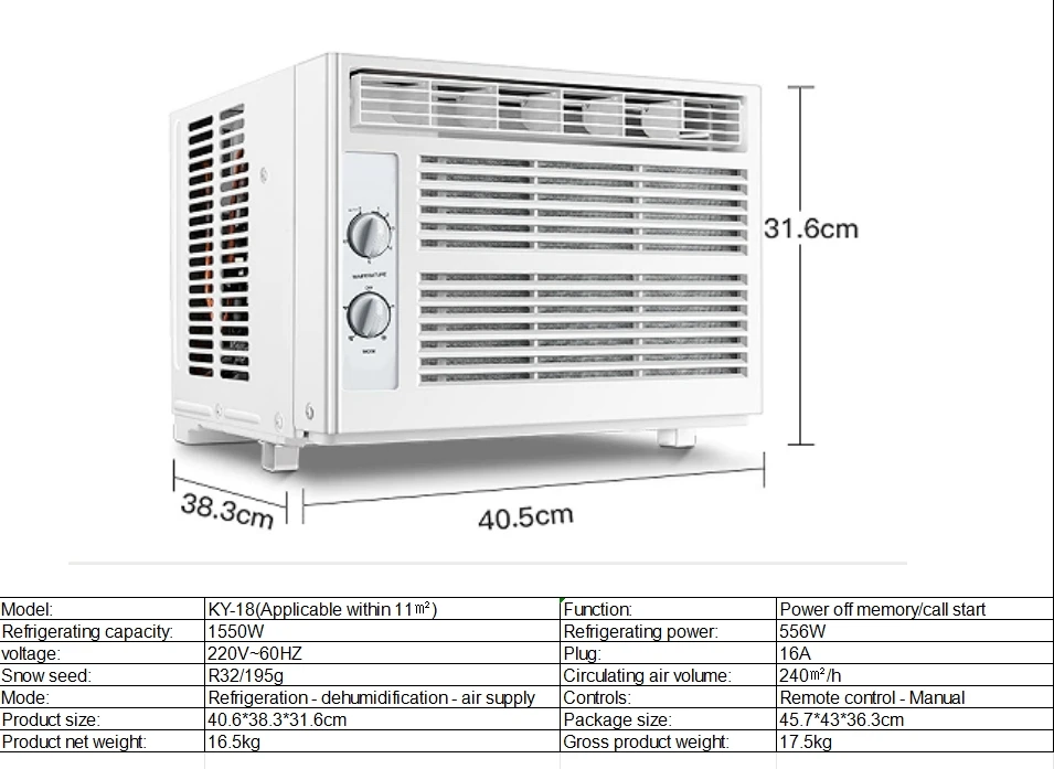 Window Mounted Air Conditioner, 220V, Electric - detail 10