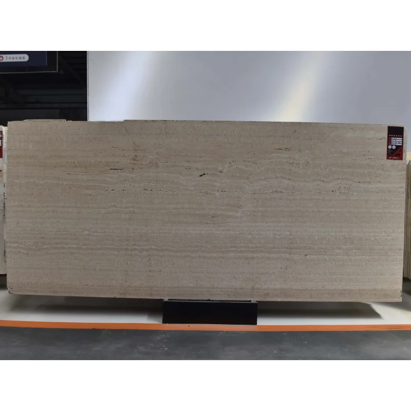 Paiastone Modern Design Beige Roman Travertine Stone Slab Natural Polished Marble Tile for Hotel Interior Honed Wall Cladding