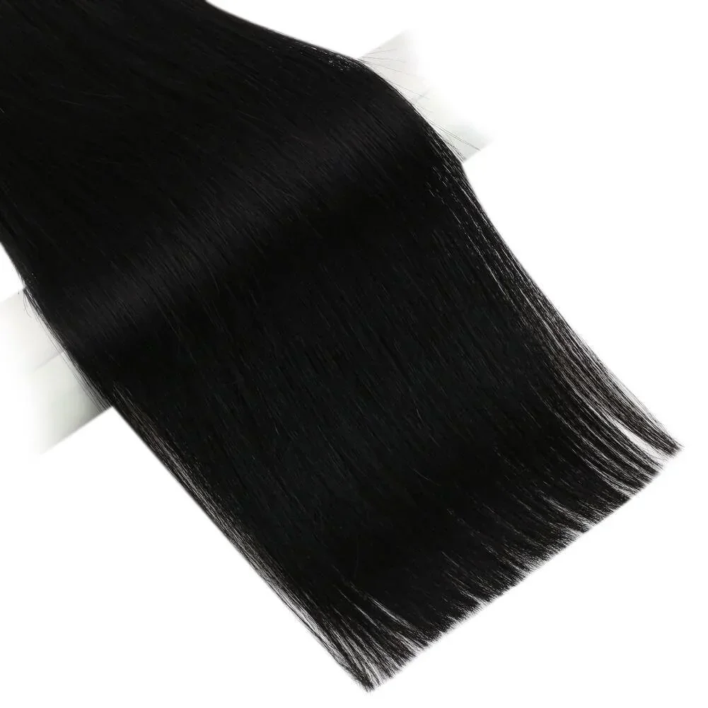 LaaVoo Extension per capelli con trama piatta in seta 100% veri capelli umani brasiliani 50 g/p Trama per capelli cucita in PU senza cuciture da 16-24 pollici di alta qualità_voghion.com