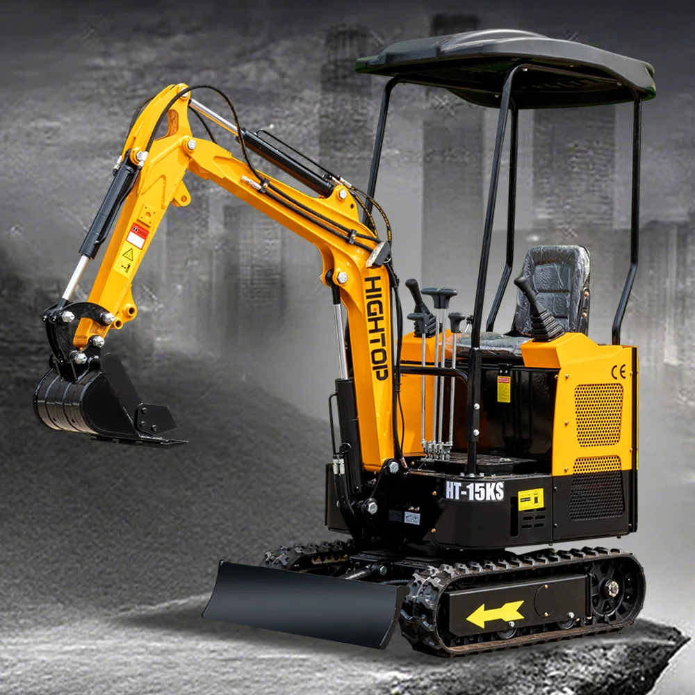 Escavatore Idraulico HT15-KS 1500 kg HIGHTOP Mini Pala Gommata Mini Bagger Escavatore Cingolato Macchina Scavatrice Compatta