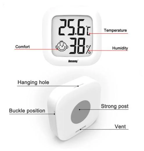 Factory Wholesale Mini LCD Babyroom Temperature and Humidity Sensor Indoor Thermometer Digital Hygrometer With Strong Post