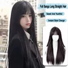 Brown-black hairnet-with straight fringe