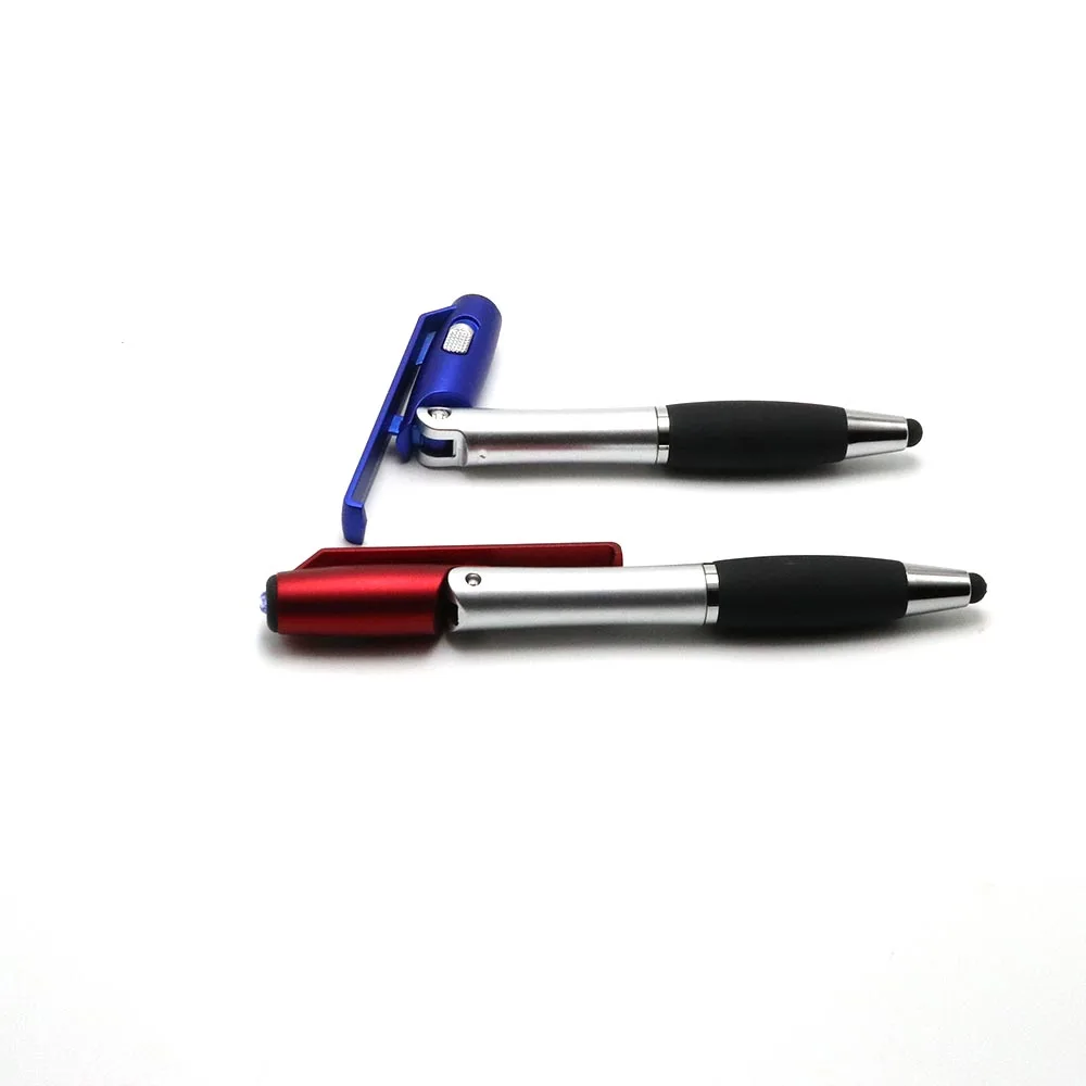 Multi Function 5 in 1 Led Light up Plastic Mobile Phone Holder Ballpoint Pen Promotional Advertising Stylus Pen