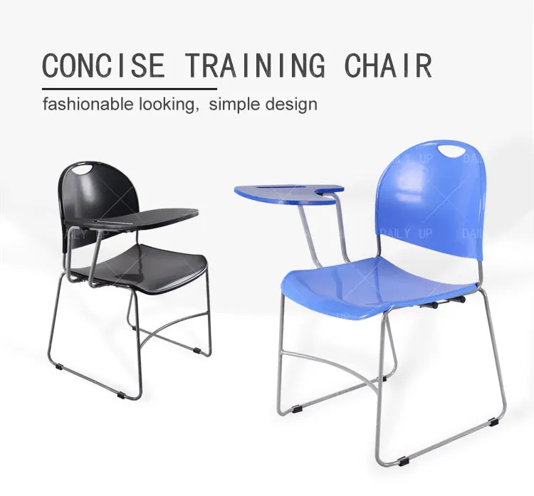 Sled Frame Training Chair With Tablet Ergonomic Conference Meeting Chair With Writing Pad Student Study Chair With Book Holder