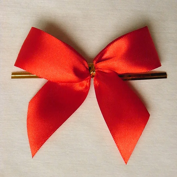 Handmade pretied satin ribbon bows with twist tie decorative bow ties ribbon bow tie for bottles