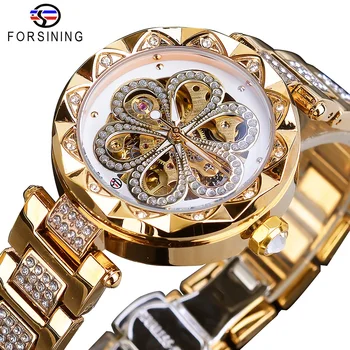 Forsining Female Watch Top Brand Luxury Party Fashion Waterproof Clock Mechanical Automatic Stainless Steel Women