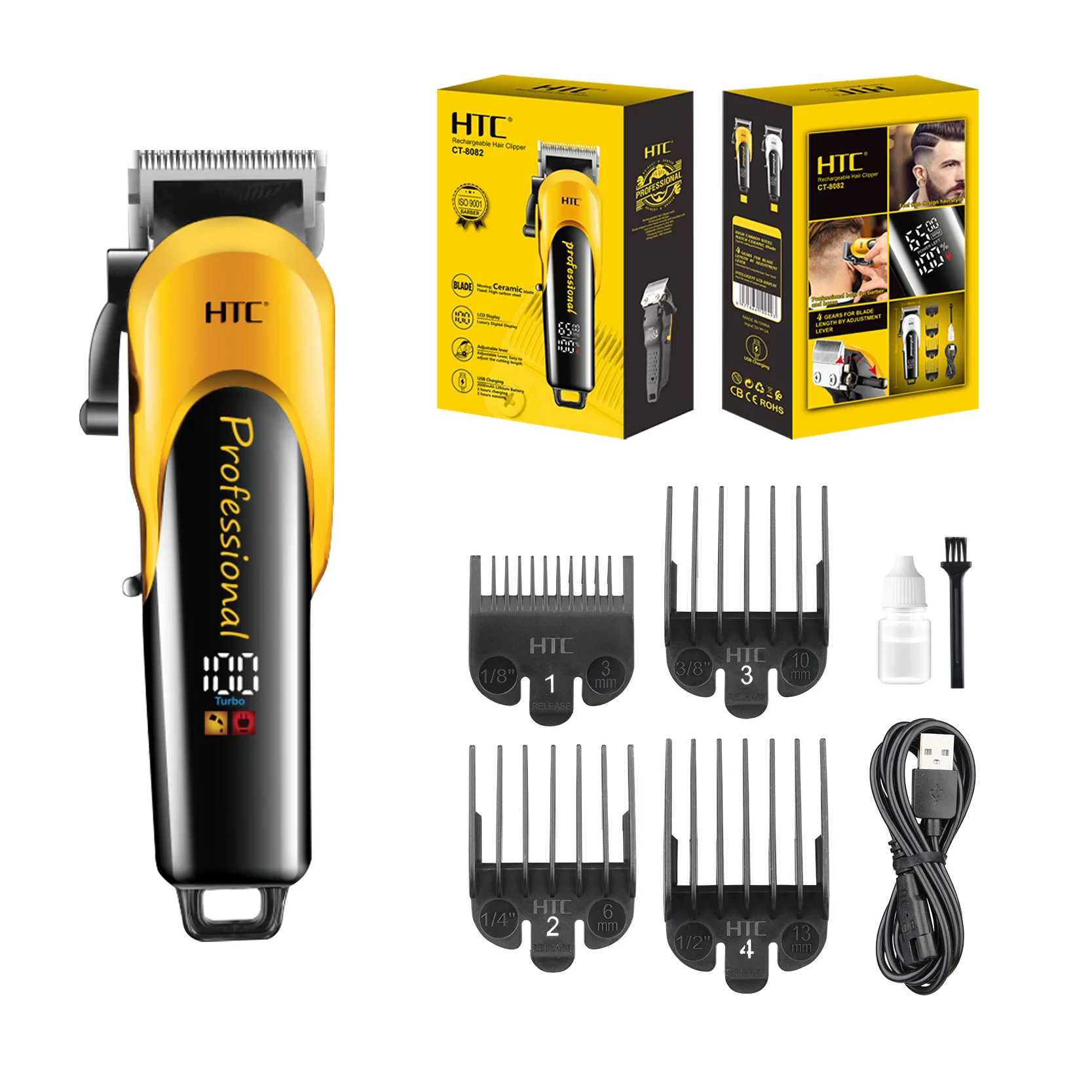 HTC CT-8082 Luxury Digital Display Hair Clipper - 2 Year Warranty