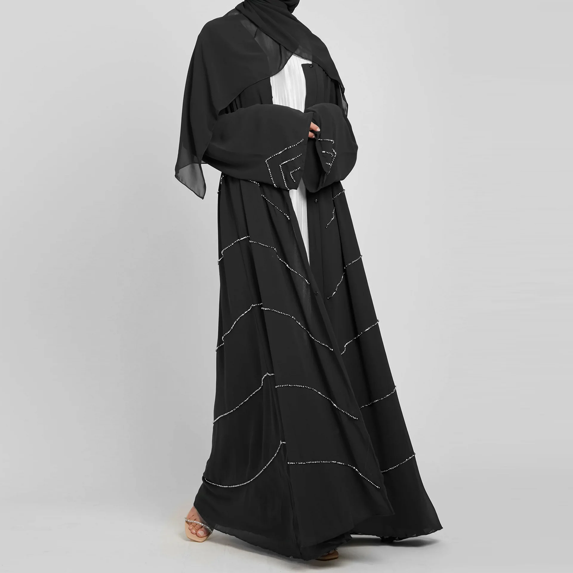 Wholesale Solid Color Simple Modest Islamic Clothing Abaya Muslim Dresses for Women Abaya
