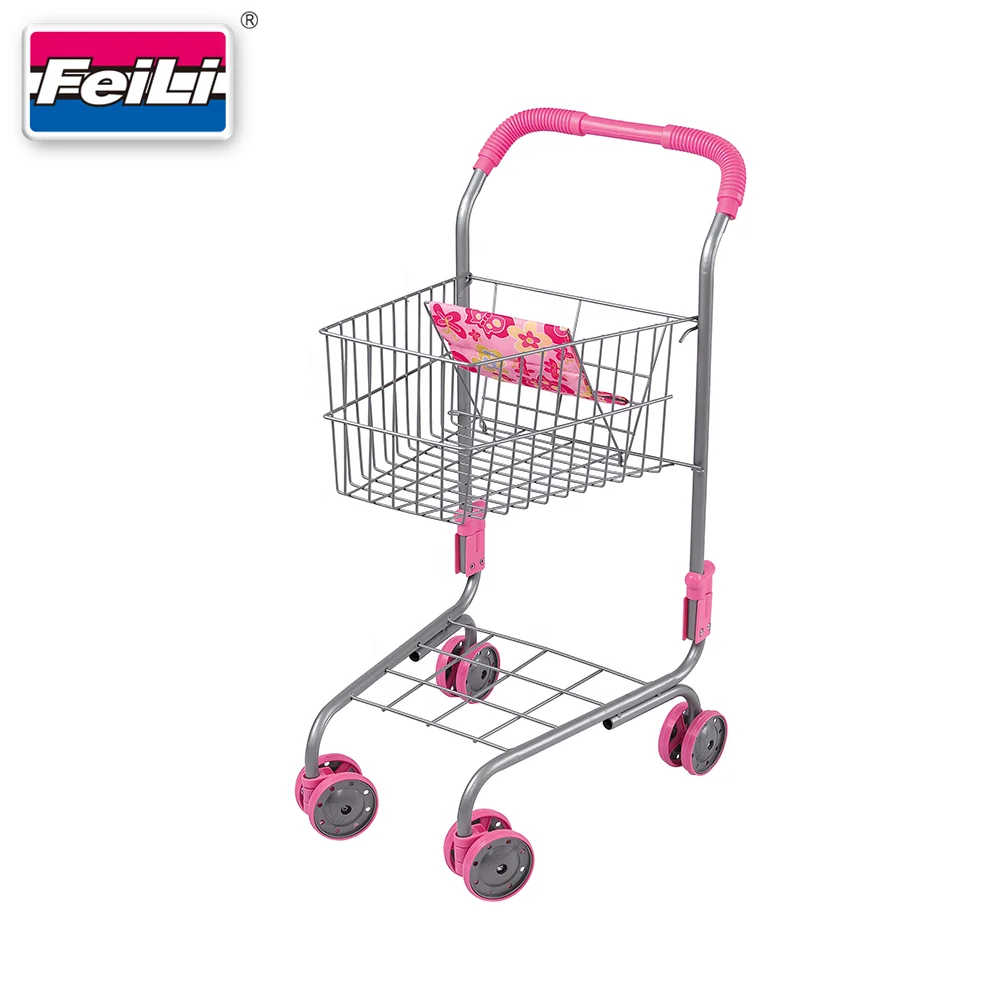 Fei Li Toys Hot Sales Online Shop Metal Shopping Cart for Child Playing  Indoor and Outdoor Toy Shopping Trolley