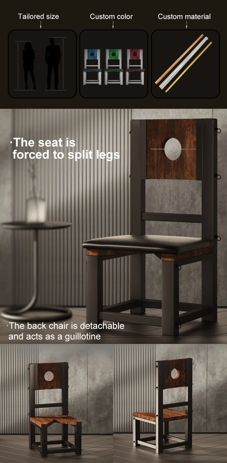 Flogging Chair Bdsm Wooden Padded Chair - Dungeon Furniture for Sex Play