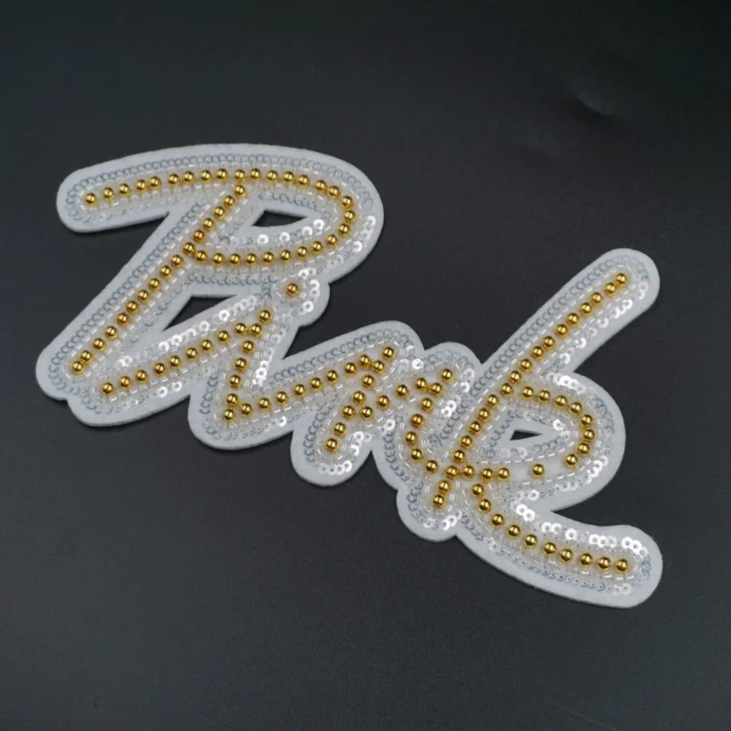 New Alphabet Pearl Rhinestone 3D DIY Patch embroidery applique badge Initial Letter Patches for Sewing on Hats