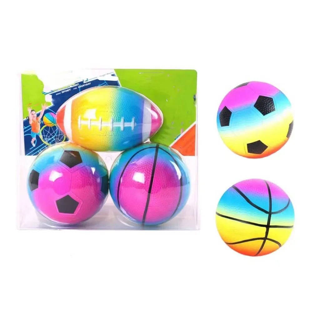 Mini Rainbow Foam Sports Balls Set Football Basketball Soccer Ball