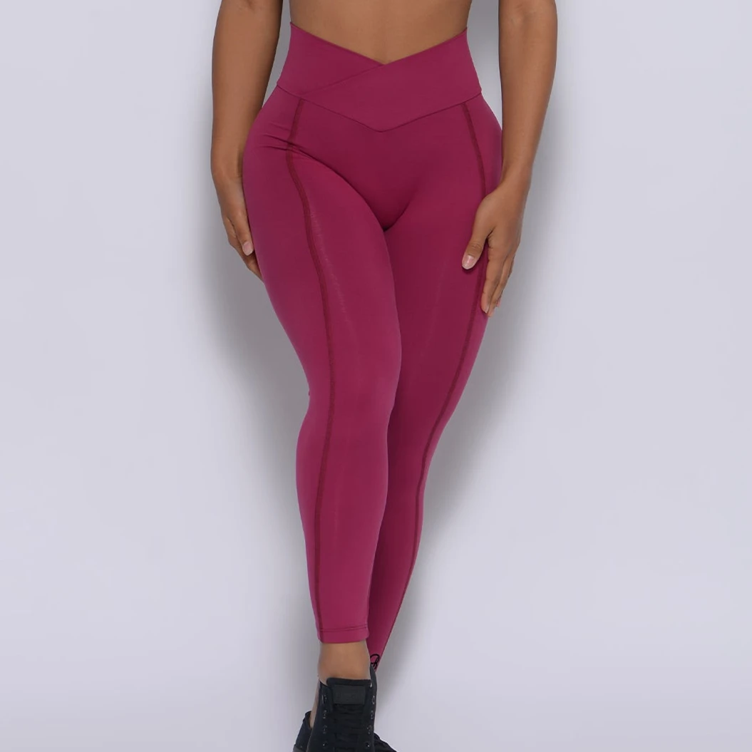 ACTIVEUSA Women's Waistband Yoga Spandex Stretchy Flat lock seams leggings 