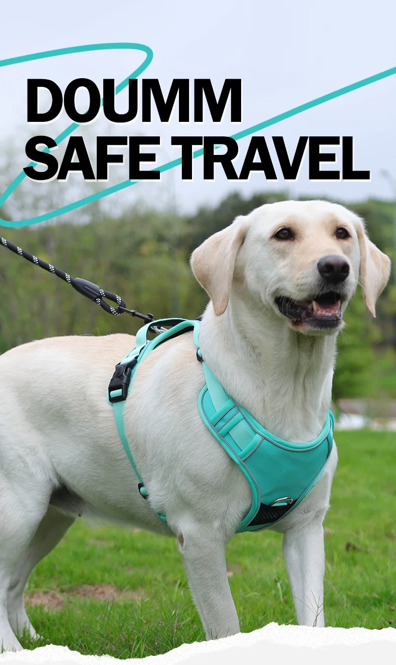 Medium Large Dog Vest Harness Breathable Nylon 1680D Oxford Cloth Reflective Handle Dog Harness with Air Tag Holder