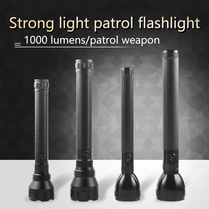 WASING  LED Lithium Battery Rechargeable Flashlight Patrol Hand Held Multifunction  Flashlight