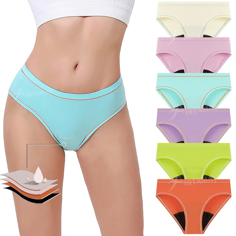 Airtamay 2023 New Design Sweet Color Contrasting Color Design 4 Layers Leakproof Menstrual Period Panties for Girls