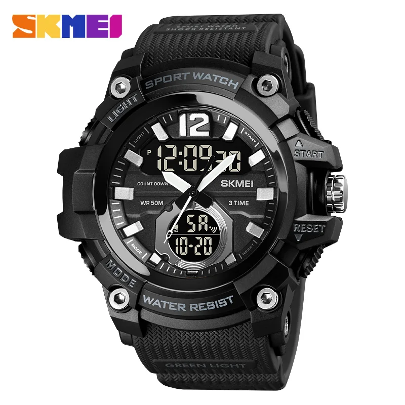 Fashion Skmei 1725 3 Time Analog Digital Watch 50m Waterproof Sport Wristwatch for Men