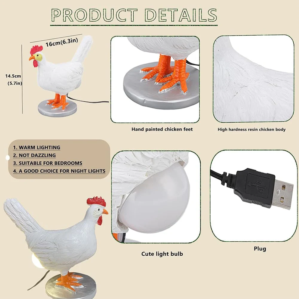 3d Chicken Egg Lamp,Lifelike Resin Chicken Egg Night Light Egg Laying