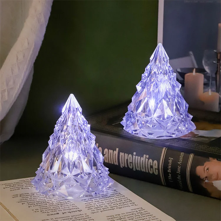 Glass Christmas Tree Tabletop Christmas Tree Lights for Table Top Desk Classic Series Christmas Decoration