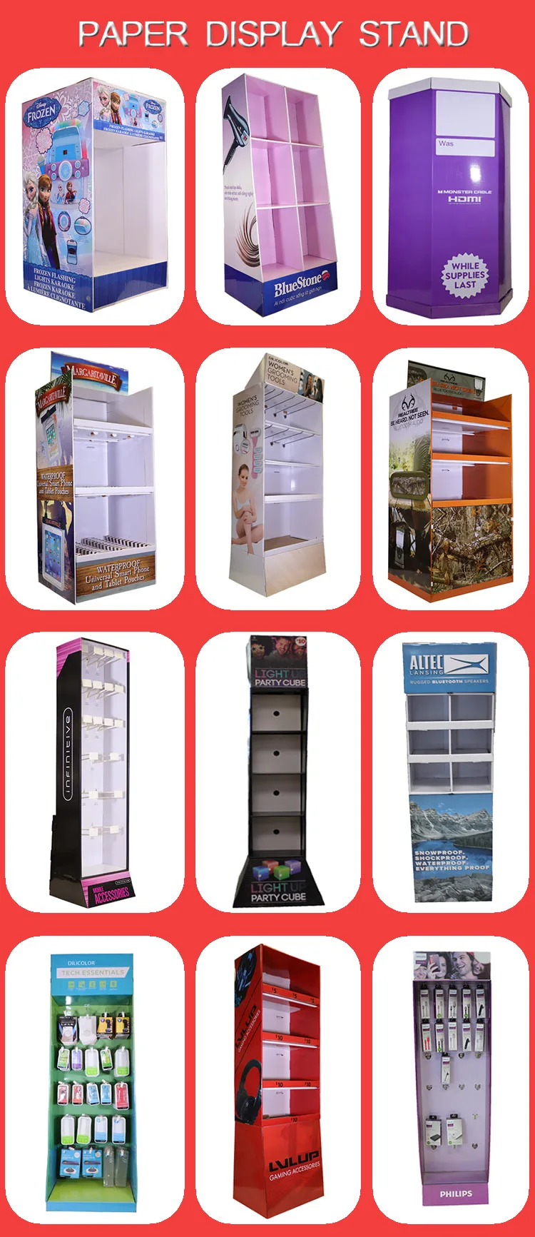 Custom Product Display Rack Folding Shelf Paper Display Stand Rack