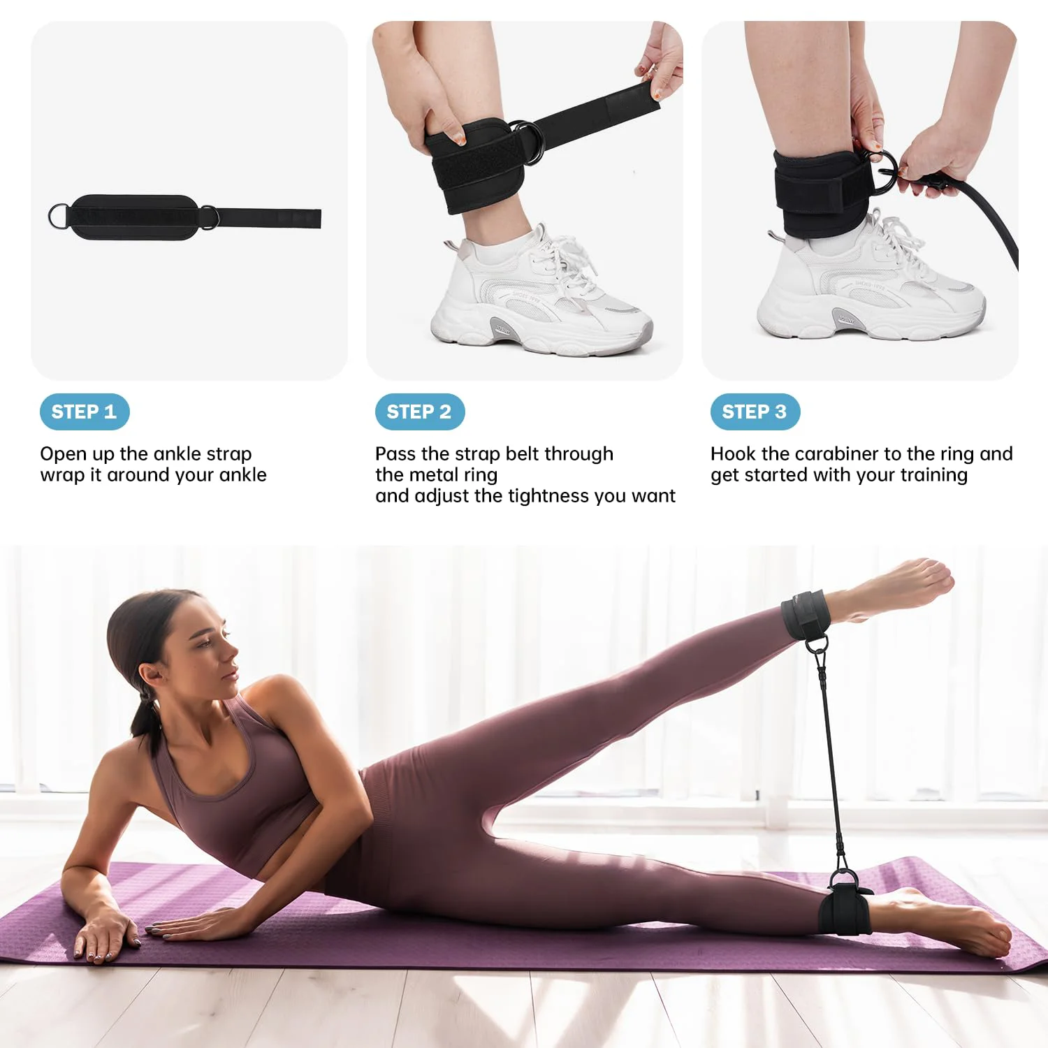 odm ankle resistance bands with cuffs glutes workout home  gym workout equipment legs resistance bands for kickbacks-6