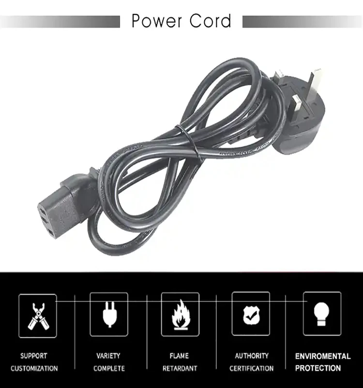 UK BS1363 to C13 Power Cord,Toptekits 16AWG Britain England Power Cord, with Fuse,IEC-320-C13 to UK Plug