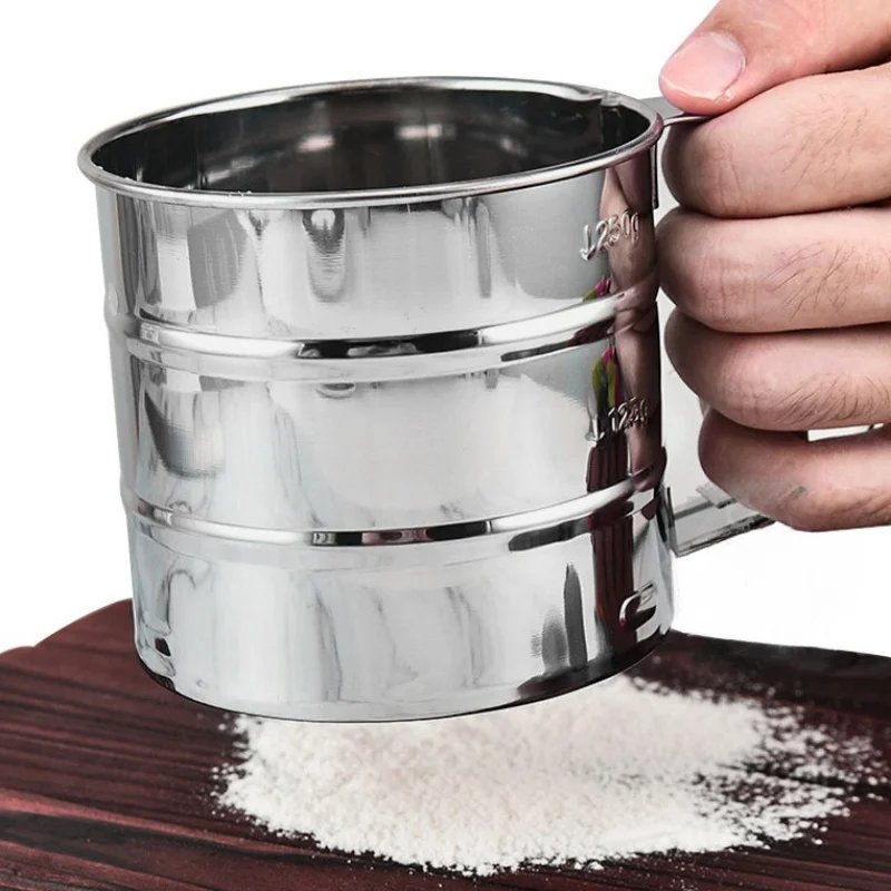 Wholesale Flour Sifter Stainless Steel Baking Fine Mesh Rotary Hand Crank for With One Press