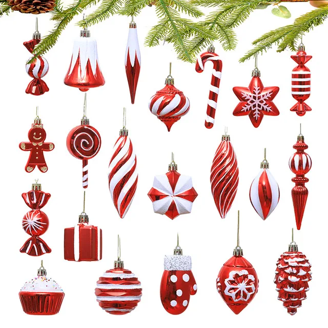 2024 New Arrival Christmas Tree Ornaments Plastic Christmas Ornaments Hanging Lollipop Tree Decoration with Ropes