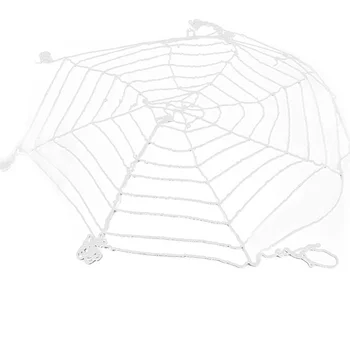 1.5 M round spider web Halloween party spider props ghost festival bar haunted house decoration net white plush round spider web