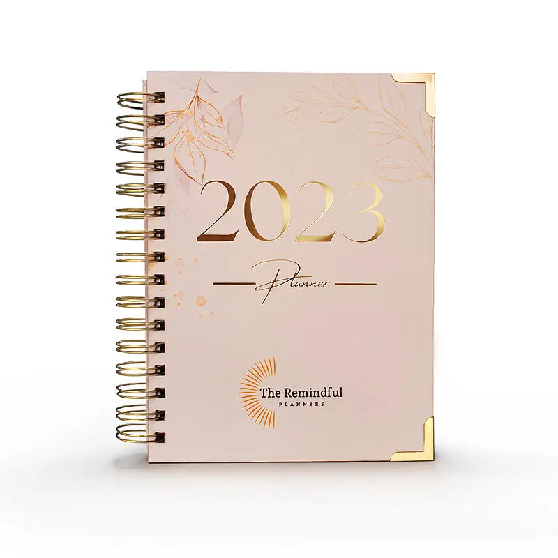 2024 Custom Printing Spiral Bound Diary Journal Notebook Self Care Daily Weekly Planner A5 A6 B5 Sizes Custom Color Cover Gift