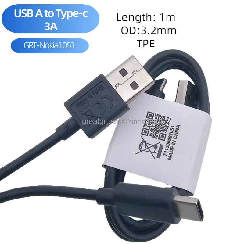 Fast Charging USB Male Type C Male Data Cable Braid Compatible