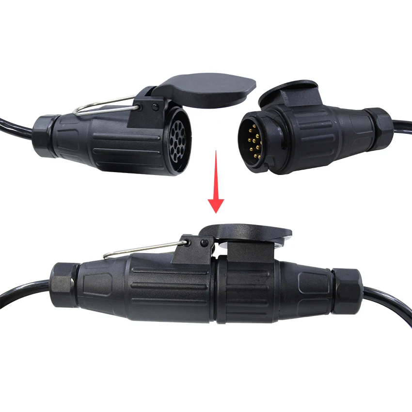 13 pin plug trailer plug Europe standard RV connector Spiral Wire 3 Meters extension Cable 0.5mm2