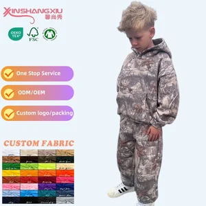 2026 New Design Custom Streetwear Camouflage Hoodie and Sweatpants Streetwear Boy Set Children Clothing Sets