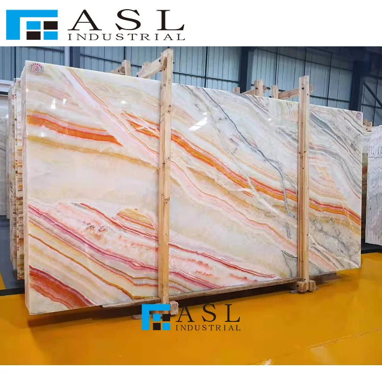 Factory direct Colorful agate slab cream onyx tile marble gold pineapple crystal translucent light yellow onyx tiles and marbles