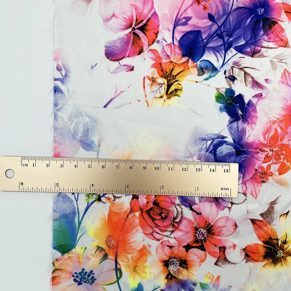Высококачественная имитация шелка неоновая цифровая печать ткань 100% полиэстер Акварельная цветочная для одежды постельного белья платья свадьбы