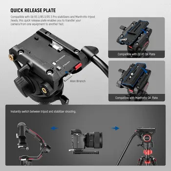 NEEWER 72" Fluid Head Video Tripod Monopod Aluminum Alloy QR Plate Tripod for DSLR Camera Camcorder detail image