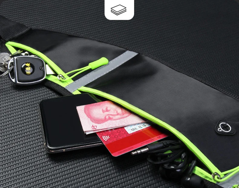 Letter Graphic Waterproof Nylon Fitness Fanny Packs Running Cycling Outdoor Sport Waist Belt Bag with Water Bottle Holder