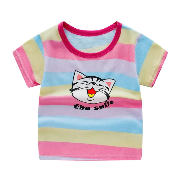 
 2020 лето детская футболка с коротким рукавом и юбка из хлопка для девочек комплект платья из двух частей, платье От 1 до 4 лет детская одежда с рисунком из мультфильма; Юбка для девушек  