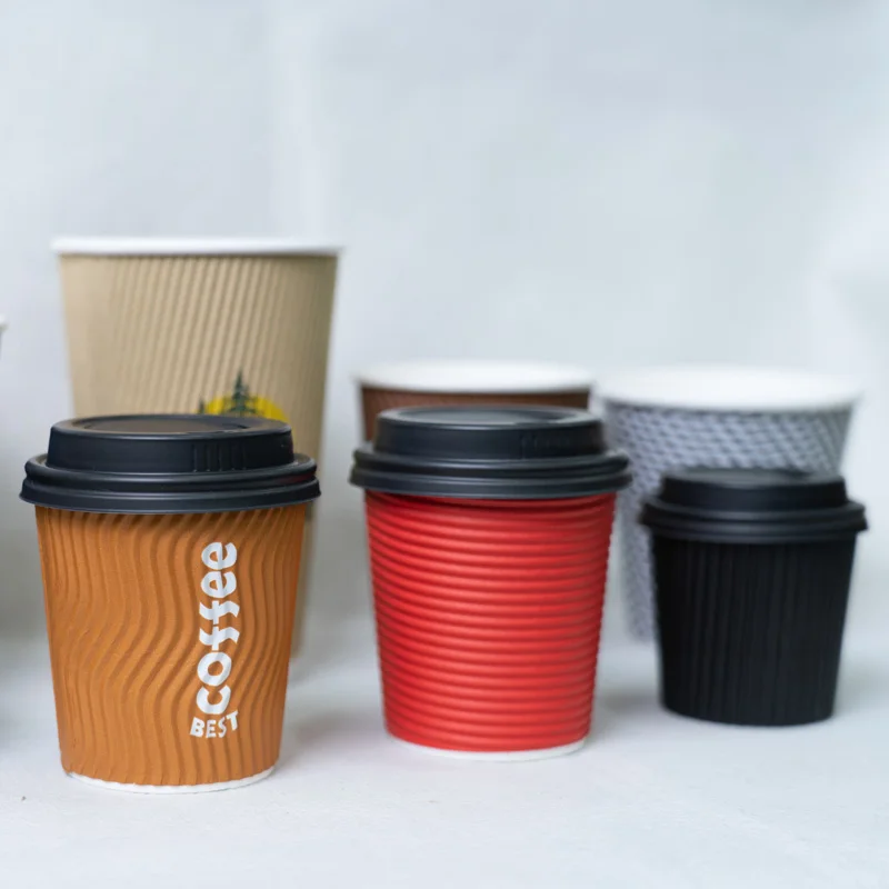 Custom Printed Disposable Corrugated Ripple Coffee Paper Cup with