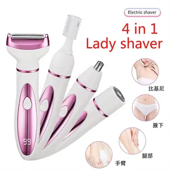 4 In 1 Electric Lady Shaver Hair Removal Women's Face Body portable Nose Hair Trimmer