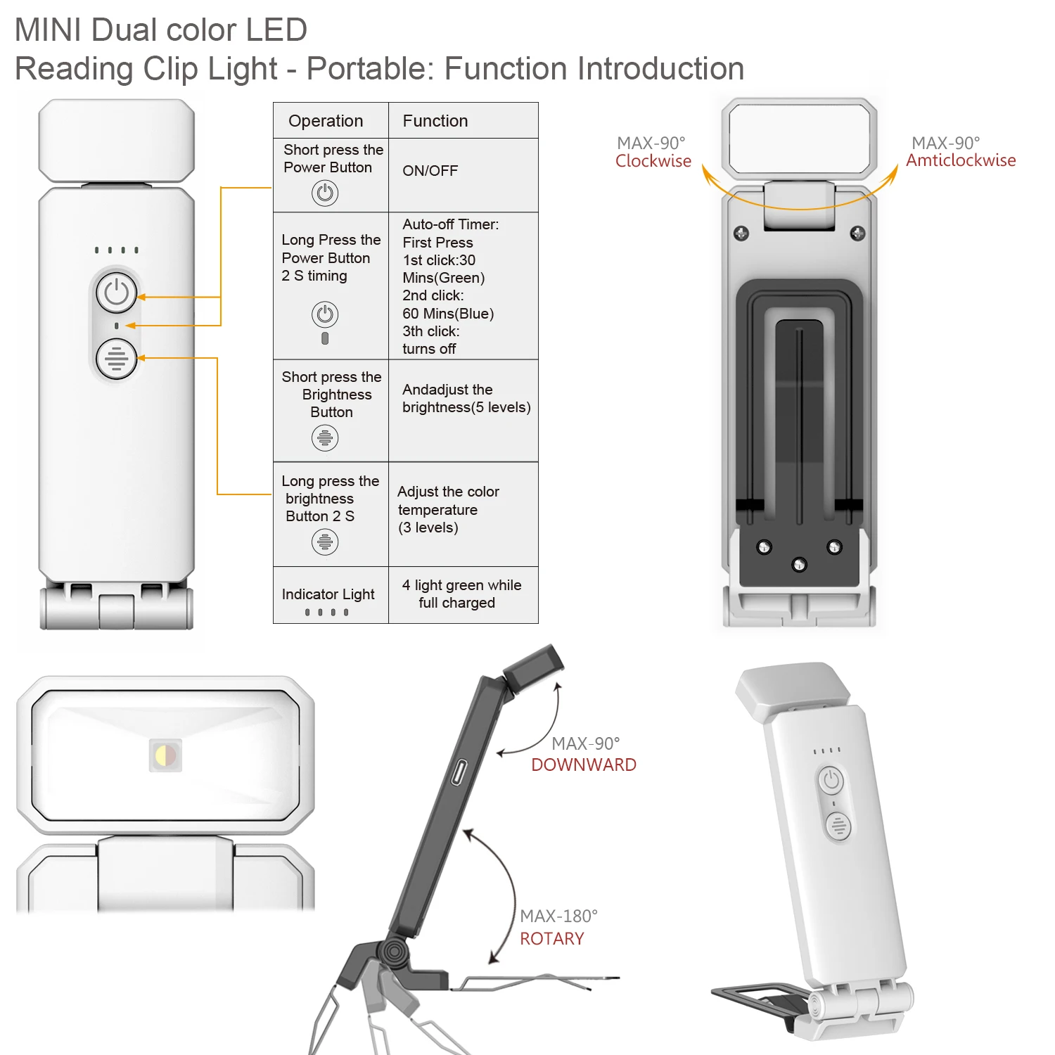 product 2024 portable bookmark light 5 brightness levels led desk reading light eye caring clip on book lamp-40