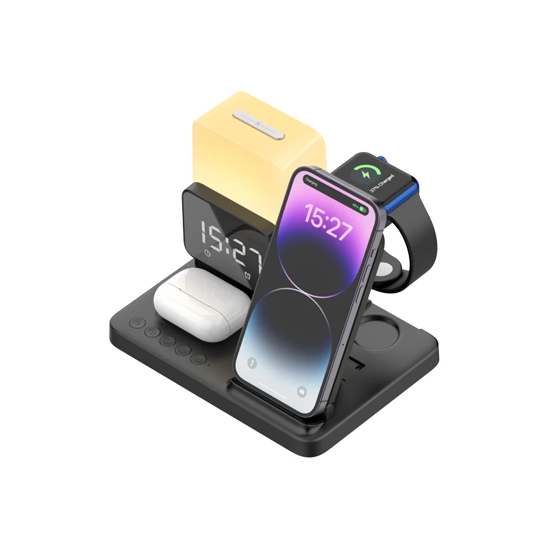 Z15 Wireless Charger Newest 6 in 1 Stand Alarm Clock Fast Charger Type C Z15