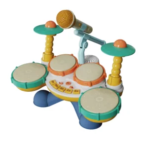 Early Kids Toy Musical Drum Plastic Electric Drum Set with Light