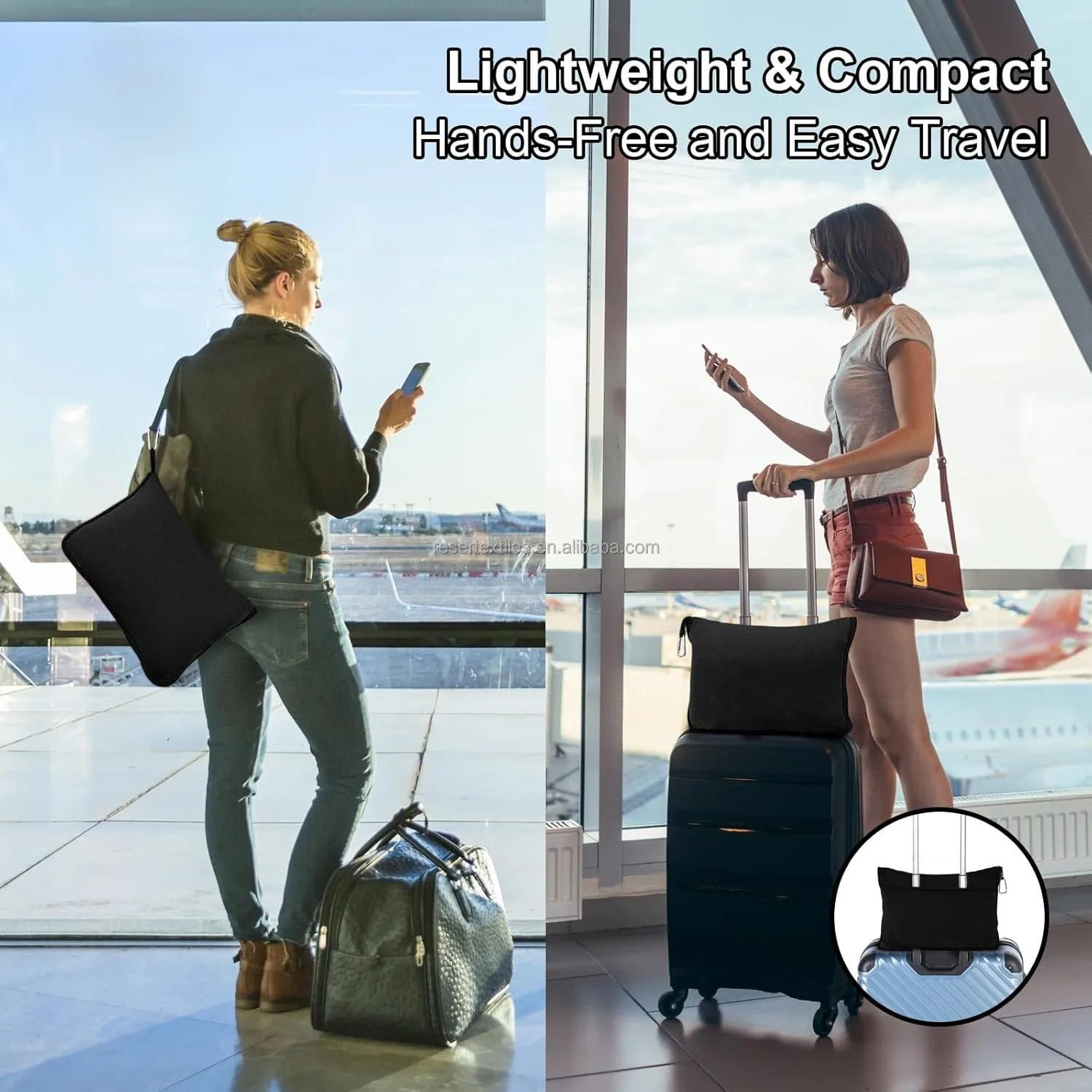 Travel Blanket Pillow Airplane Compact Packable 100% Polyester Eco-Friendly Four Seasons Flight Essentials Car Travelers Gifts