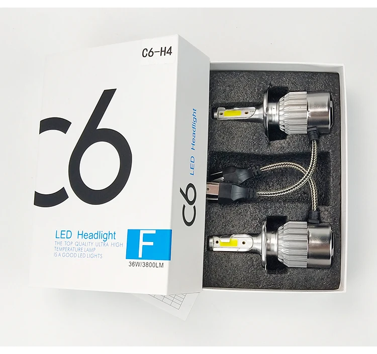 Auto Wholesale C6 Led Car Light Bulb H1h3 H4 H7 9005 9006 9012 9004