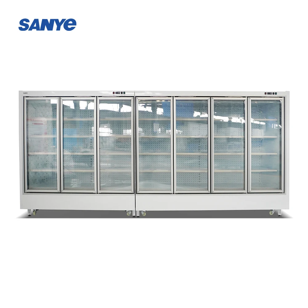Commercial 6 Glass Door Beer Milk Refrigerator Display Freezer Cabinet Supermarket Multideck Fridge Chiller Upright Freezer