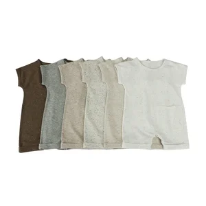 Private logo Cotton Speckle Baby Rompers Short Sleeve Bodysuit Gender Neutral Jumpsuit