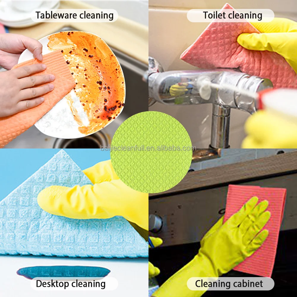 Baijie Dishcloths Reusable Biodegradable Cellulose Sponge Cleaning