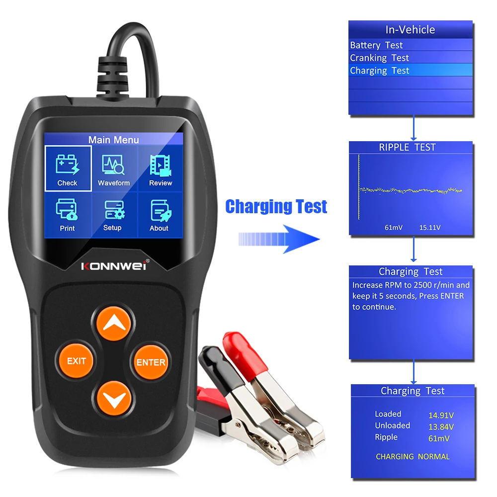 Konnwei Multilanguage Hybrid Battery Tester Helpful Tool For
